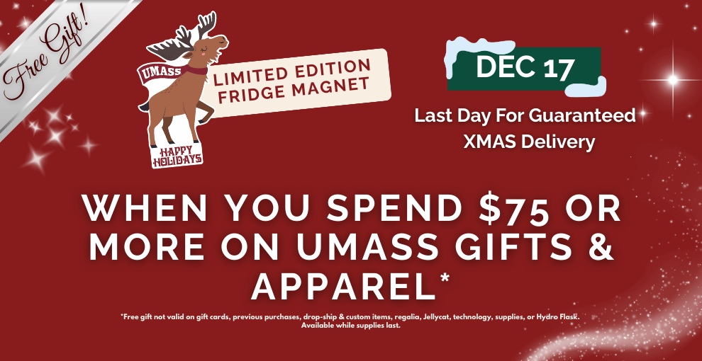 Free gift with purchase of $75 or more of UMass gear
